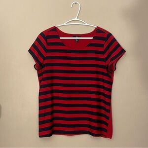 GAP Red & Navy Striped Silky Tee with Drop Shoulder Cap Sleeve – Size Small GUC
